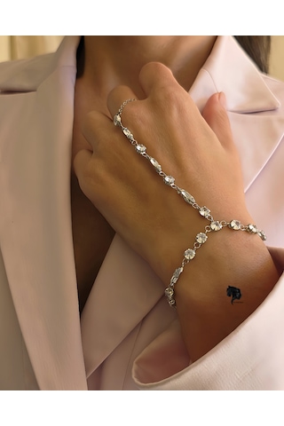 Vip Özel Seri Badem Model Zirkon Taşlı Şahmeran Gümüş