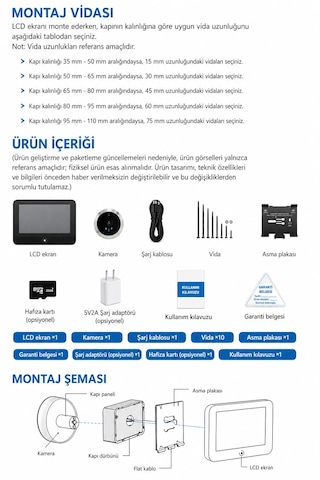 1080p Full Hd Kapı Zili Kameralı Ekranlı Telefondan Takip 2.4g Wifi Bağlantı İle İzleme 5.000mah Mikrodalga Sensörü İe İnsan Algılama Gece Görüşlü