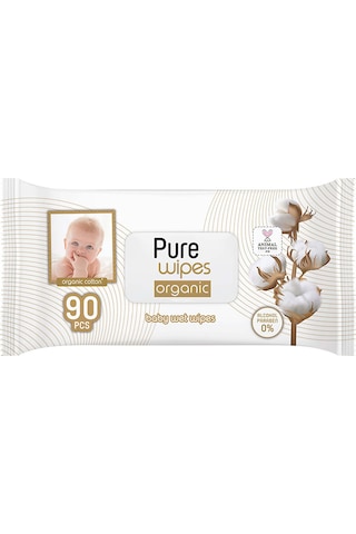 Pure Wipes Organik Pamuklu Bebek Islak Mendil 90 Adet