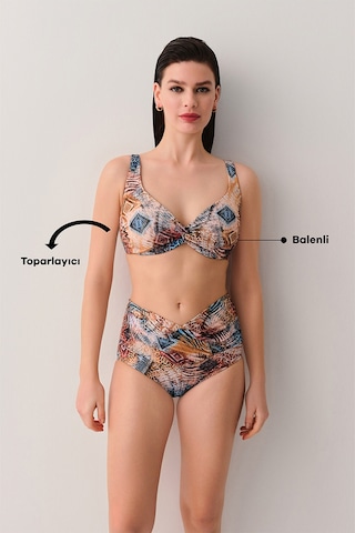 Suwen Freya Önü Burgulu Bikini Üst Sb25570984984 Etnik Desenli