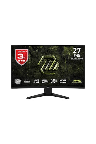 Msı Mag 274cf E20 27 1920x1080 Fhd 200hz 0.5ms Curve 1500r Hdmı Dp Rj45 Hdr Ready Amd Freesync Premium Rapid Va Gaming Monitör