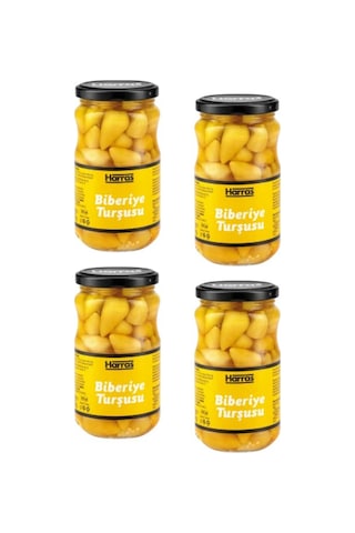 Acı Sarı Biberiye Turşusu 335 Gr X 4 Adet Çıtır Cin Biber Turşusu Doğal Sirkeli Meze