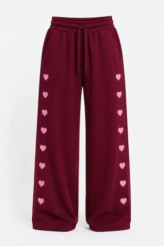 DefyModa Osy Modal Yumuşak Dokulu Nakışlı Cepli Oversize Bol Paça Eşofman Altı - Bordo