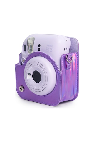 Fujifilm Instax Mini 12 Fotoğraf Makinesi + 10'lu Film + Parlak Kılıf Seti Lila