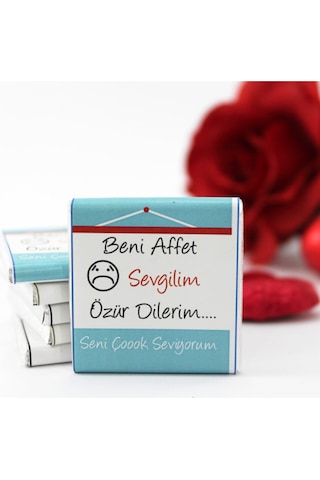 Dark Brown Beni Affet Sevgilim- Aşkım Ben Bir Öküzüm Çikolata Bitter ve Sütlü Madlen 72 Adet