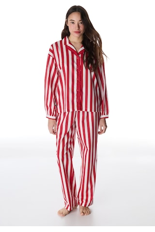 Penti Kırmızı Lucy Çizgili Gömlek Pantolon Pijama Takımı