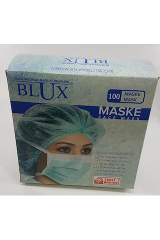 Blux Medikal Bağcıklı Maske 3 Katlı Telli Bağlama İpli K-349 100 Adet