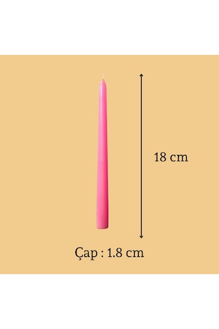 6 Lı Kısa Pembe Konik Şamdan Mum Yükseklik 18 Cm Pembe