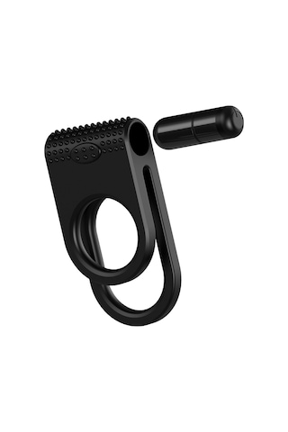 Carmine Titreşimli Su Geçirmez Penis Halkası Siyah