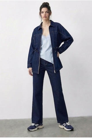 Shade Kadın Fermuarlı Belden Bağlamalı Cep Detaylı Denim Alt-üst Takım 60597 60286011 - Lacivert