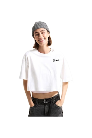 Vans Classic Script Kadın Beyaz T-shirt - Vn000qdf