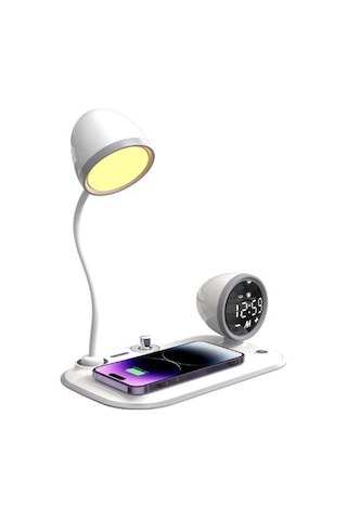 S-link Sl-cw21 Beyaz Telefon Uyumlu Fast Şarj 15w Ayarlanabilir Led Işıklı Masa Lambası Çok Renkli