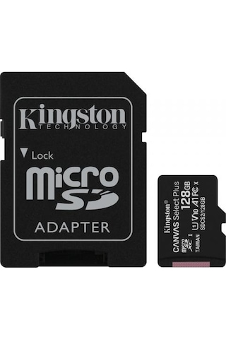 Kingston Canvas Select Plus SDCS2/128GB 128 GB MicroSDXC Class 10 UHS-I Hafıza Kartı + Adaptör