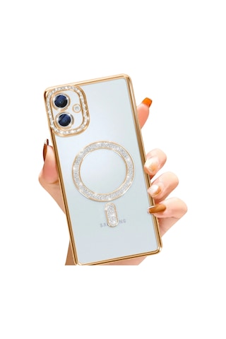 Gld-spt- Newface Samsung Uyumlu Galaxy A06 Joke Simli Magneticsafe Kılıf - Gold