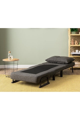 Pafu Sento Tekli Katlanır Yataklı Koltuk - Keten Koyu Gri Koyu Gri