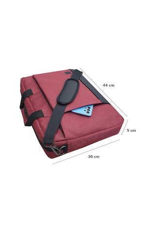 Gbmotion 3 Bölmeli Evrak Laptop El Omuz Çantası 17,3 İnç Bordo