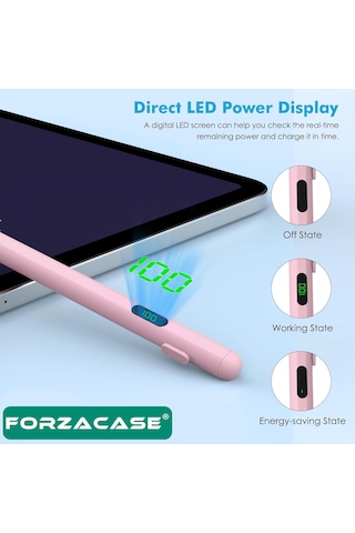 Forzacase Apple Uyumlu iOS Android Tablet Ve Telefonlar İle Led Göstergeli Dokunmatik Kalem Pembe - Fc1161 Pembe