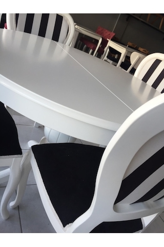 Onurdesign16 Baba Ayaklı Bambi Ahşap Siyah & Beyaz Boyalı Açılır Yemek Masasa