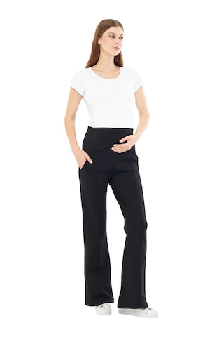 Luvmabelly - Myra8155 - İspanyol Paça Çelik Örme Hamile Pantolonu-siyah