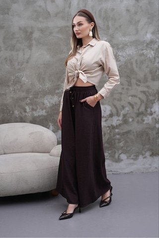 Rawea Kadın Modal Kumaş Etek Pantolon - Oversize & Geniş Paça Kahverengi