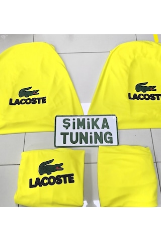 Lacoste Sarı Otomobil Servis Kılıfı Ön Ve Arka 4parça Takım 1.kalite Likrali Penye Yıkanabilir Her A 1 Takım