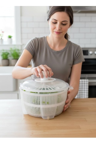 Salata Kurutcu 5 Litre Sebze Kurutucu Bpa Free Beyaz Çok Renkli