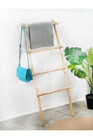 Ahşap Dekoratif Merdiven Askı Doğal Bambu Kargı Ayaklı Askılık 6095 Diğer