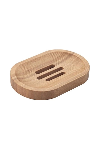 Bambu Katı Sabunluk Mutfak Banyo Ahşap Sabun Kutusu Oval Delikli