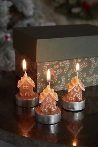 Karaca Home New Year Yılbaşı 24 Ginger House 3'lü Tealight Mum 1 153.09.01.1743