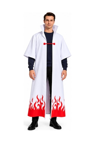 Minato Namikaze Cosplay Pelerini Yetişkin Beyaz