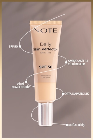 Note Cosmetique Daily Skin Perfector Skin Tint SPF 50 Ton Eşitleyici Doğal Bitişli Renkli Nemlendirici - 120