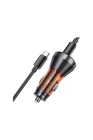 Hoco Nz12b Unimpeded Pd48w Usb + Type-c Araç Çakmaklı Hızlı Şarj Aleti + Type-c To Type-c Kablo Turuncu