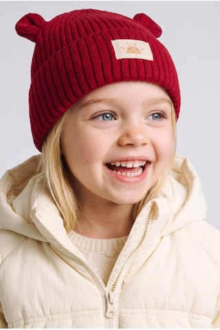 Defacto Dokuma Etiketli Kulaklı Triko Bere Kız Bebek C8165a526wnrd346 Kırmızı-rd346