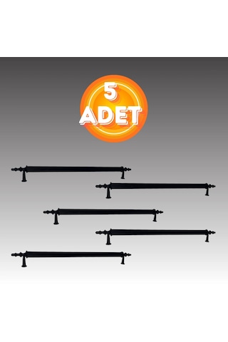 Klipso Mat Siyah 224 Mm Metal Lüks Çekmece Dolap Mobilya Kulpları 5 Adet Siyah