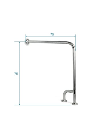 Aqua Bagno Mafsallı Basic Engelli Tutunma Barı 75x75 Cm Paslanmaz Çelik Zemin Destekli Banyo Barı Krom