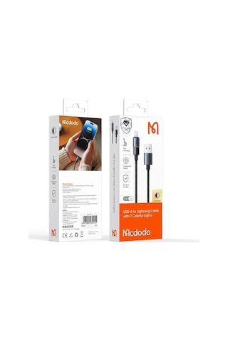 Mcdodo Ca-8170 Usb Apple iPhone Uyumlu 3a 7 Renkli Led Işıklı Şarj Data Kablosu