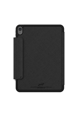 İpad Air 11 2026 M4 Uyumlu Kılıf Skinarma Kalemlikli Dokulu Standlı Magnetik Trilon Kılıf Siyah Kapaklı Kılıf