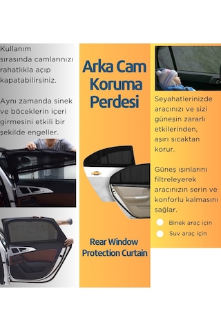 Space Arka Cam Güneşlik Koruma Perdesi Binek Araçlar İçin Paket İçeriği 2 Adettir.