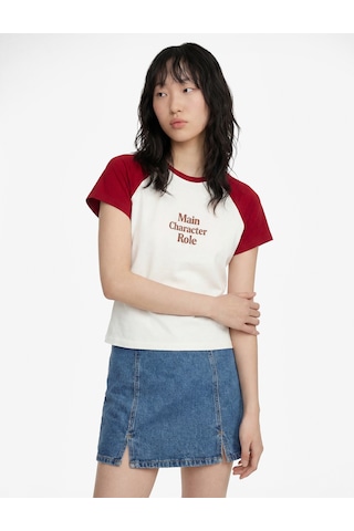 Koton Yırtmaç Detaylı Pamuklu Mini Denim Şort Etek Orta İndigo 6sal40045md