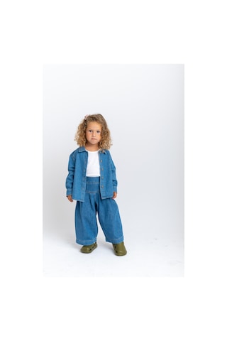 Oliven The Kid Oliventhekid Pileli Beli Lastikli Kız Çocuk Kot Pantolon Mavi Mavi