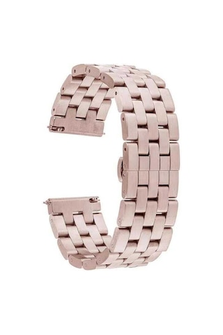 Xemu Galaxy Uyumlu Watch 46mm 22mm Uyumlu Krd-20 Metal Kordon-rose Gold