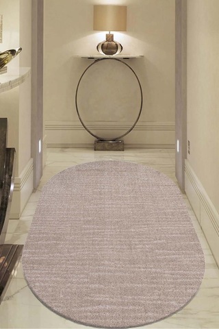 Raschel Carpet Moopy Oval Bej Bukleli Yumuşak Soft Dokuma Yolluk Halı Salon Halısı Lp1007a Bej Bej