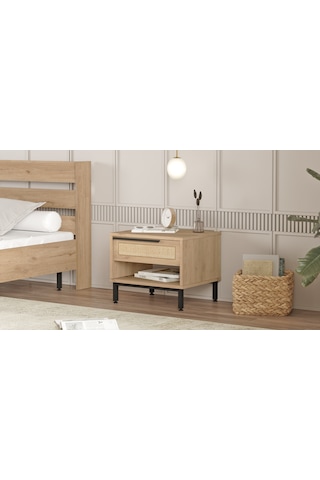 Robin Home Lidya Komodin Çekmeceli Metal Ayaklı Uv Baskı Sepet-jü