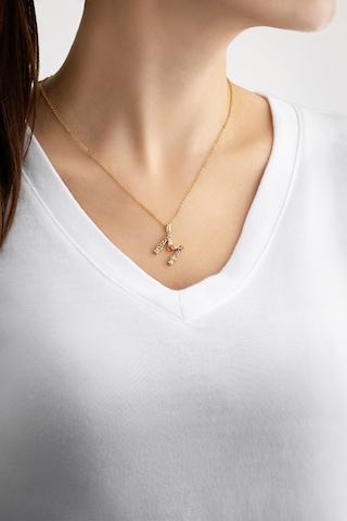 Mini M Harfi Günışığı Renkli 18 Ayar Sarı Altın Kaplama Gümüş Kolye