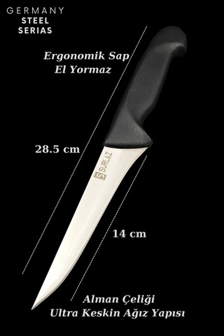 Sürlaz 3 Parça Mutfak Bıçak Seti Et Bıçağı Sebze Bıçağı Eko Seris Siyah