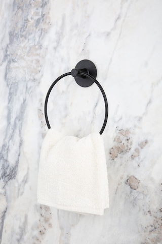 MultiStore Siyah Yuvarlak Yapışkanlı Halka Havluluk/Wc Tuvalet Kağıtlığı/Banyo Askısı Banyo Düzenleyici Seti Siyah