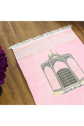 İsimli Makam-ı İbrahim Lüks Şönil Seccade Pembe 70x126cm 240 Gr Çok Renkli