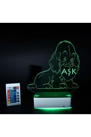 Kişiye Özel Kalp Ve Köpek 3D Led Lamba