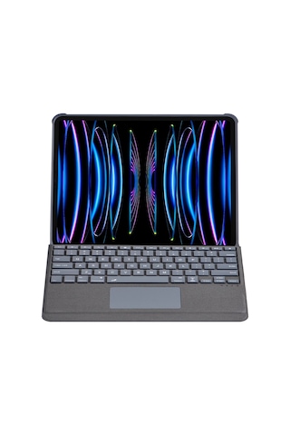 Mey İthalat T5509d İpad Uyumlu Pro 12.9 2022 Kılıf Palermo Ledli Klavyeli Standlı Tablet Kılıfı - Siyah
