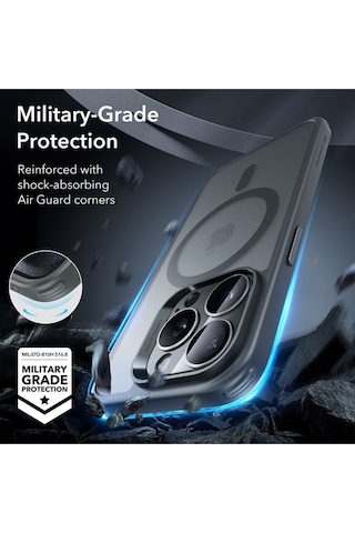 Esr Apple Uyumlu iPhone 15 Pro Max Halolock Mag Safe Hybrid Silikon Kılıf Şeffaf Gri Çok Renkli